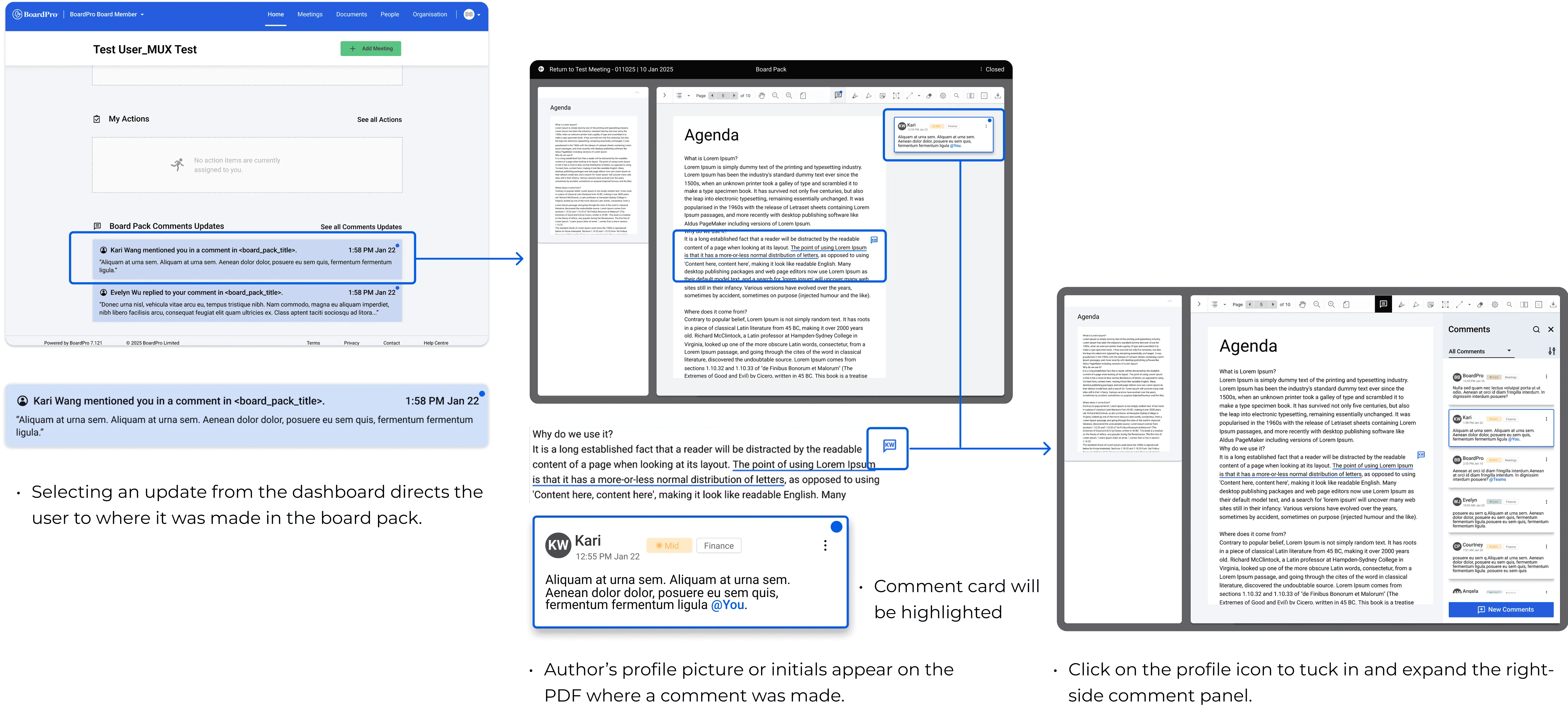 High-fidelity dashboard to board pack flow