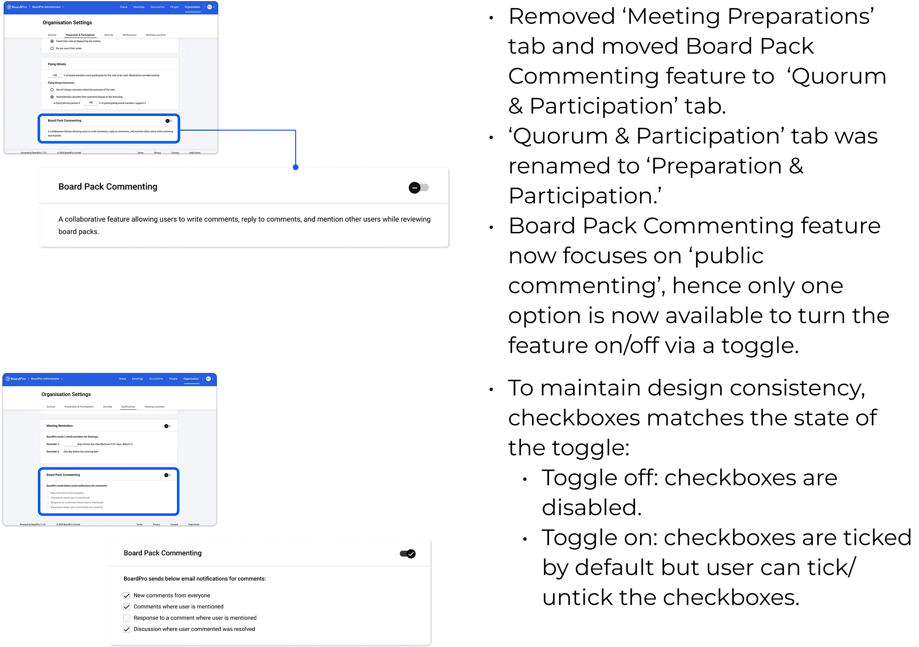 Mid-fidelity organisation settings iteration