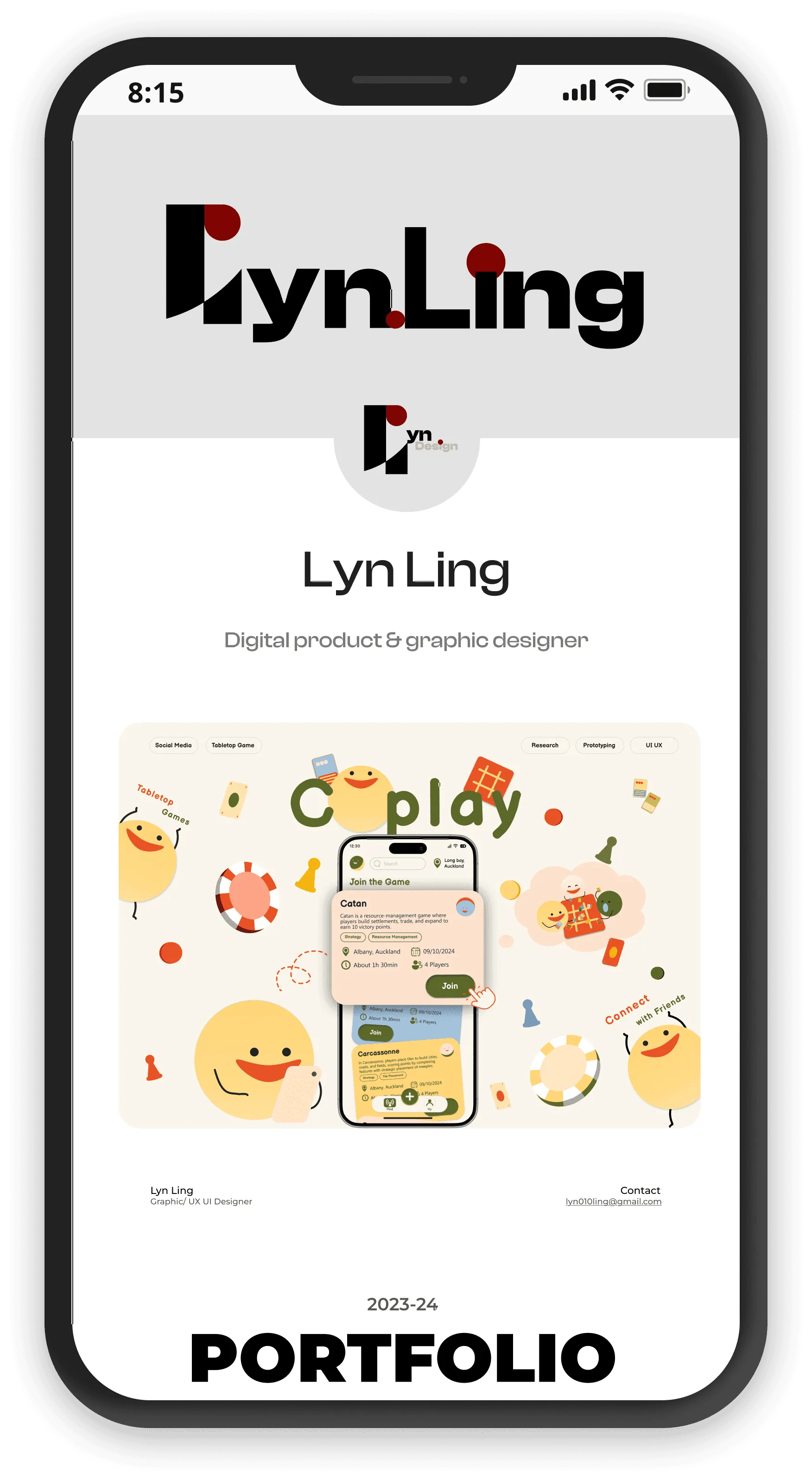 Lyn Ling portfolio phone mockup